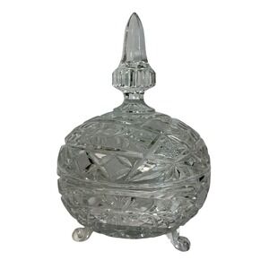 Cut Crystal Candy Dish with Lid‎ on Three Legs Elegant Home Decor Atlantis